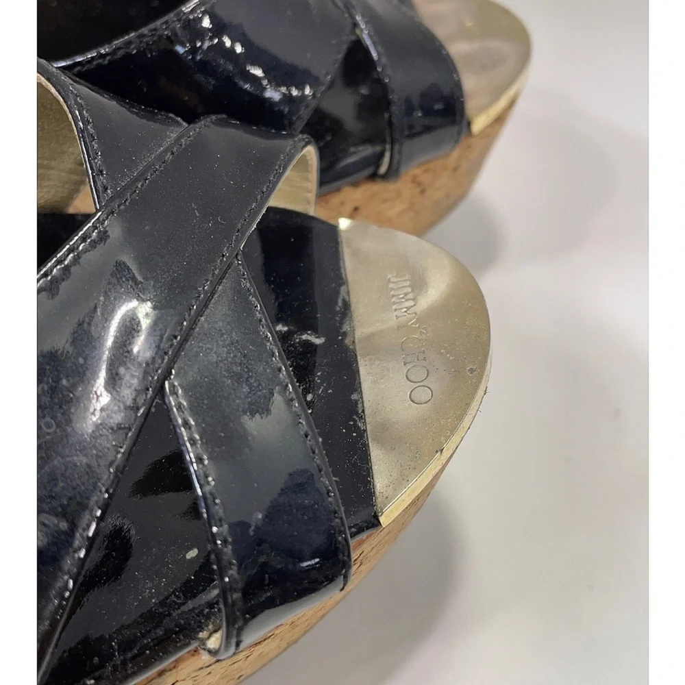 Jimmy Choo Black Wedge Sandals - Picture 4 of 13